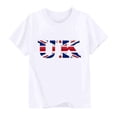 thumbnail image 4 of Chemisier à Manches Courtes à Col Rond Imprimé Drapeau Britannique pour Enfants, Tissu en Polyester, Tenue Décontractée pour l'École, Coupe Douce et Confortable, Haut Estival et Printanier Respirant, Lavable à la Machine, 4 of 4