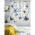 thumbnail image 4 of Blue Grey Spring Floral Semi Sheer Curtains 63 Inch Length 2 Panels Set, Summer Flowers Botanical Sheer Kitchen Curtain Privacy Voile Window Curtain for Living Room Bedroom Rod Pocket Drapes, 4 of 7