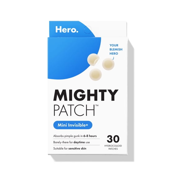 Hero Cosmetics Mighty Patch Invisible Minis, Daytime Hydrocolloid Acne Pimple Patch, 30 Count