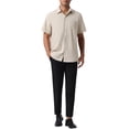 thumbnail image 2 of INSPIRE CHIC Mens Linen Shirts Short Sleeve Button Down Casual Summer Hawaiian Beach Shirts S Khaki, 2 of 5