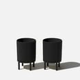 thumbnail image 2 of Veradek Mason Series Raised Demi 12" Plastic-Stone Planter with Stand - 2-Pack Black/Black, 2 of 10