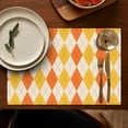thumbnail image 5 of Orange Yellow Checkerboard Checkered Pattern Summer Placemats Table Placemats Set Of 4-Linen Kitchen Washable Placemats Table Mats 11.8"x17.7" Non-Slip Heat Resistant, 5 of 6