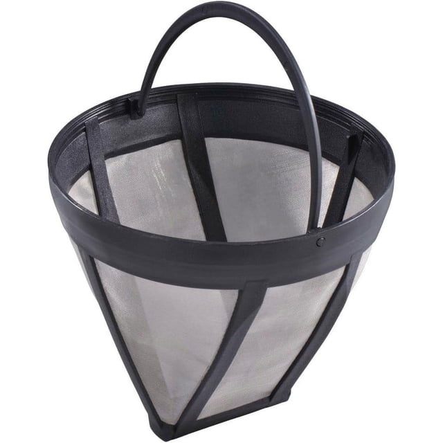 5uds Filtro permanente para cafetera (filtro para máquinas de café y té, Ø12 cm, altura 9 cm, malla de acero inoxidable, reutilizable, apto para lavavajillas, recambio para tamaño 4) Negro