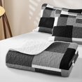 thumbnail image 4 of Homewish Minimalist Grid Twin Quilt Set,Mid Century Art Twin Coverlet Set,Black Gray,2pcs, 4 of 7