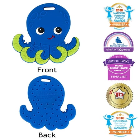 Silli Chews Baby Teether Natural Silicone Teething Toy Ollie Octopus Blue Teether |Best Baby Teether | Unisex Teething Toy | Cute Holiday Christmas Stocking Stuffer (Best Stacking Toys For Babies)