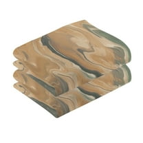 2 Pcs Absorbent Face Towel Bath Hand Towels Soft Breathable Cotton Towel Set for Bathroom Kitchen Hotel Spa Decor Brown and Green Swirl