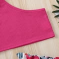 thumbnail image 6 of Lovebay Kids Girls Summer 2-piece Outfit Set One Shoulder Solid Color Tops+Floral Shorts 1-6 Years, 6 of 9