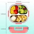 thumbnail image 4 of Caja Bento para Niños de Acero Inoxidable, A Prueba de Fugas, 3 Compartimentos, Lonchera con Cubiertos, Tamaños de Porciones Ideales para Edades de 1 A 3 Años, Color Rosa, 4 of 6