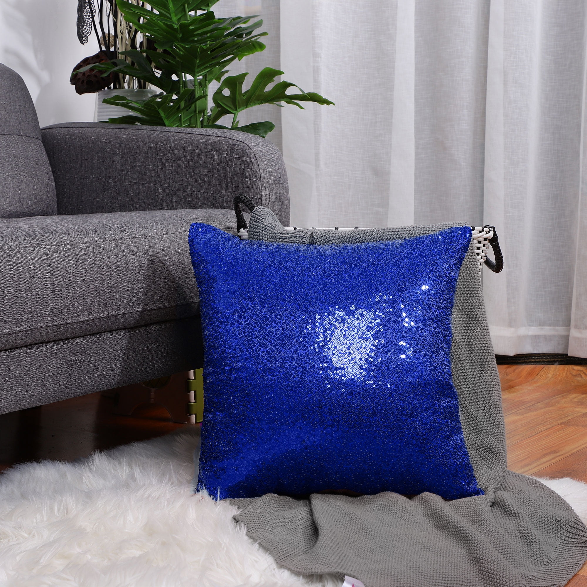 Decorative Sequin Throw Pillow Covers,Shiny Comfy Couch Cushion Covers for Party,16x16 inches