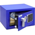 thumbnail image 1 of SereneLife Caja Fuerte Digital Premium de Acero 23 x 17 x 17 cm, Almacenamiento Seguro para Efectivo, Documentos y Joyería, Acceso Electrónico y Mecánico, Incluye 2 Llaves y Baterias, Azul, 1 of 5