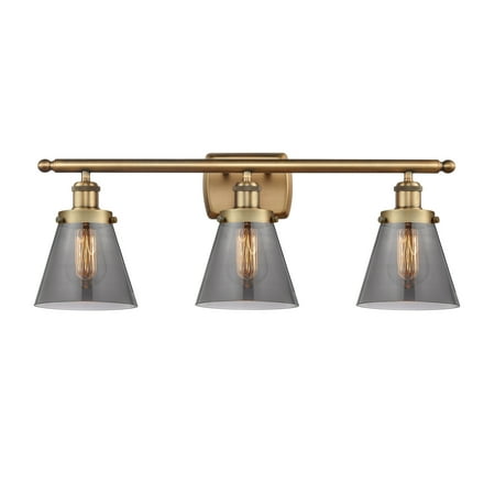 

Innovations Lighting Ballston Urban Cone - 3 Light 26 Bath Vanity Light Plated Smoke/Brushed Brass Finish