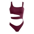 thumbnail image 5 of QHFBli Womens One Piece Swimsuit Women's Summer Fashion Suspender Waist Hollow One Swimsuit Solid Color Sexy Bikini Swimsuit, 5 of 6