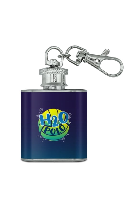 Water Polo Ball H2O Stainless Steel 1oz Mini Flask Key Chain