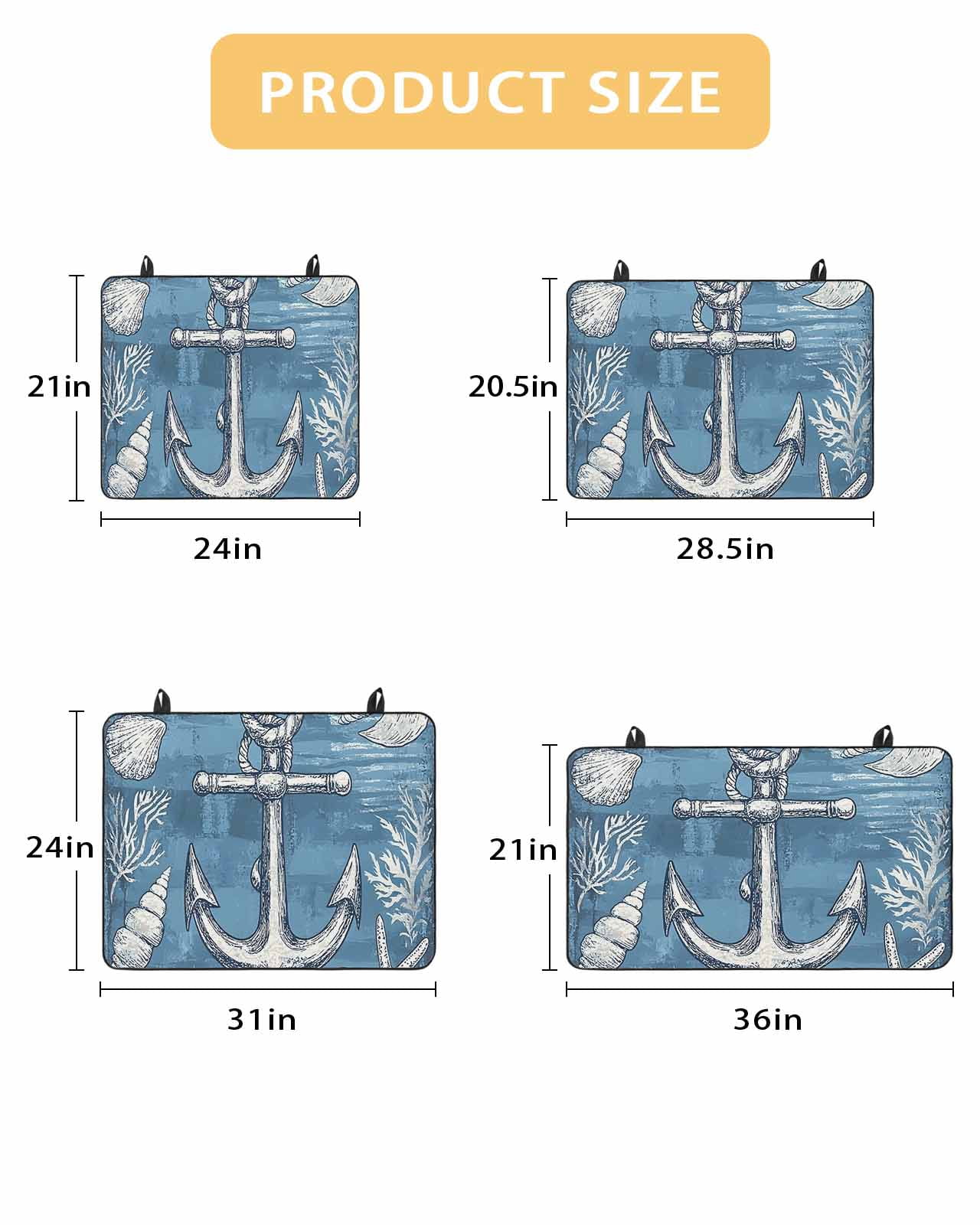 nqOlkjepod Large Induction Cooktop Protector Mat 36"x21", Blue Nautical Anchor Stove Top Covers for Electric Stove, Summer Coastal Ocean Coral Stove Burner Cover Mats, Glass Top Stove Cover
