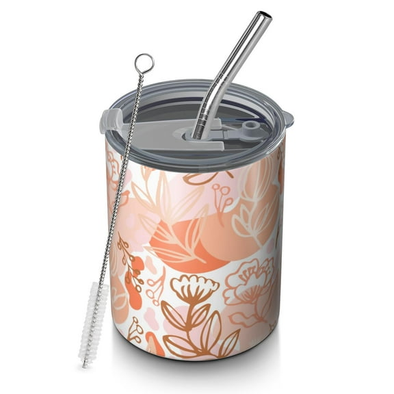 Floral 12oz Stainless Steel Coffee Mug – Double-Wall Insulated Cup with Spill-Resistant Lid, 360° Full-Print Design, Keeps Drinks Hot & Cold for Home, Office, Travel,Thanksgiving,Christmas, Spring