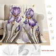 thumbnail image 5 of Purple Iris Blanket Soft Cozy Warm Throw Blanket for Couch, Plush Fuzzy Flannel Fleece Blankets for Sofa, Spring Vintage Butterfly Leaves Flowers Beige Bed Blankets Lightweight Gifts for Men, 50"x60", 5 of 9