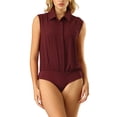 thumbnail image 1 of INSPIRAR CHIC Camisetas de Trabajo para Mujeres, Bodysuit sin Mangas, Camisa con Botones, Talla XL, Rojo Vino, 1 of 5