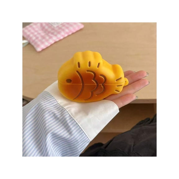 Cute Takoyaki Bicolor Bluetooth Earphone Case, Soft Silicone Protective Cover for Wireless Earbuds, Fun Novelty Design Shockproof Skin Apple AirPods 4