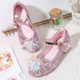 thumbnail image 4 of Mary Jane Princess Shoes Girls Glitter Low Heels Sequin Party Shoes Toddler Sandals Wedding Birthday Prom Dress Cosplay Shoes Pink 3 M, 4 of 7