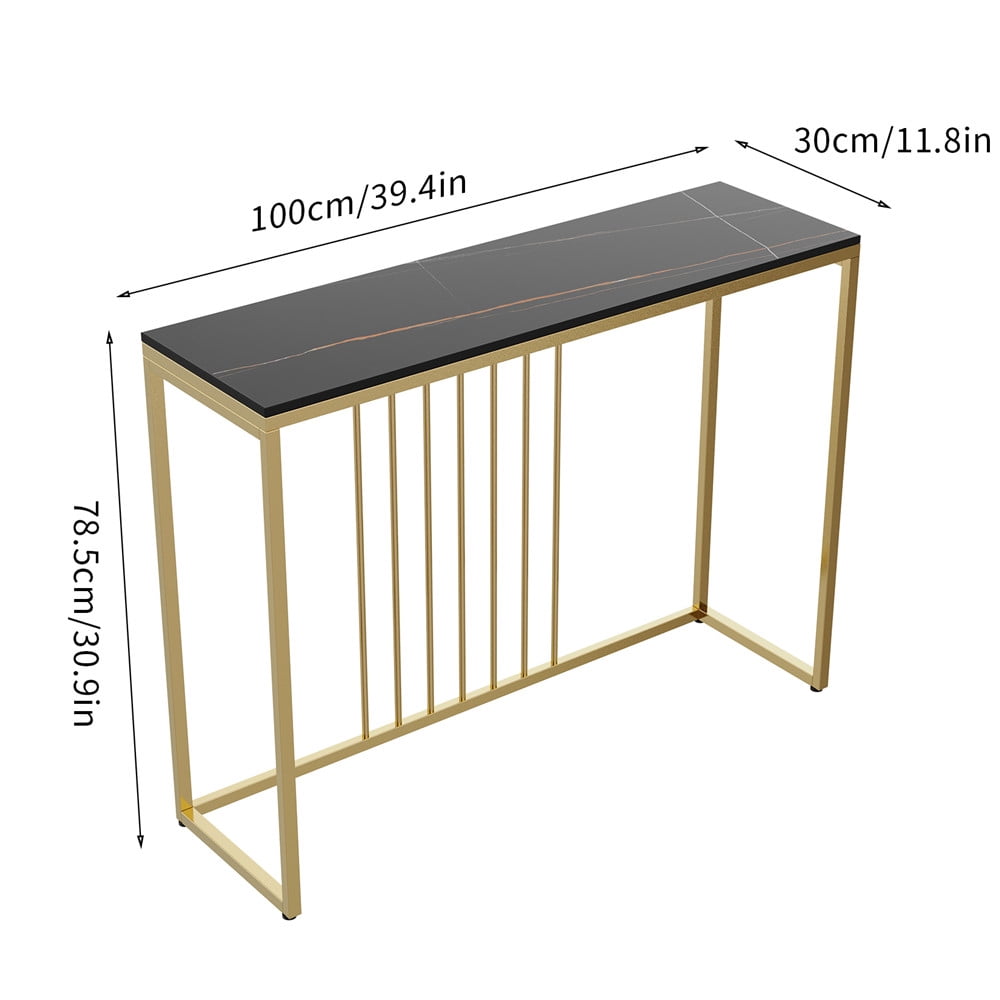 Wisfor Sintered Stone Console Table Slim Narrow Hallway Tablefor Living Room Entryway,Black 39.4x11.8x30.9in