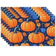 Aesthetic Fade-Resistant Placemat, Heat-Resistant Leaves Placemats, Festive Season Pumpkins Durable Placemat, Decoration for Office Dining Table Coffee Table