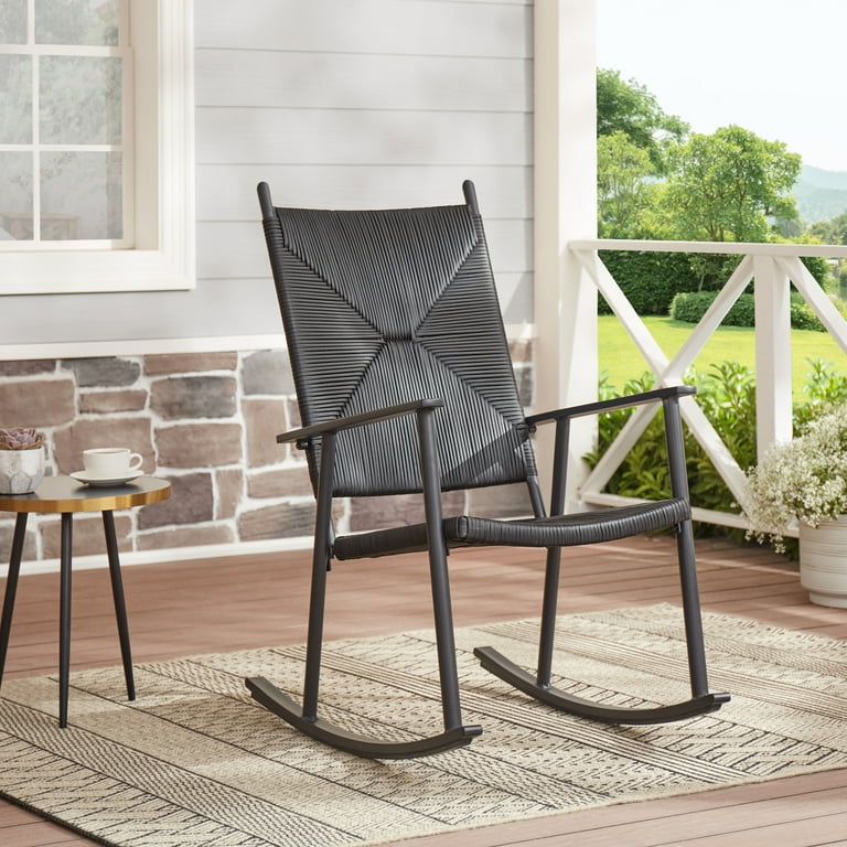 Better Homes Gardens Ventura Rush Weave Outdoor Rocking Chair Black