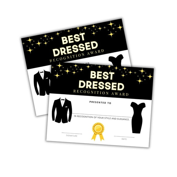 Best Dressed Award Certificate 30pk 8.5x11 End of the Year Superlative Most Likely To Work Funny Office Employee of the Month Student Outfit of the Day