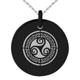 thumbnail image 1 of Stainless Steel Celtic Triskele Triskelion Triple Knot Engraved Small Medallion Circle Charm Pendant Necklace, 1 of 1
