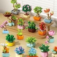 thumbnail image 2 of Bloque de construcción en maceta con forma de flor suculenta, modelo de bricolaje, ramo eterno, decoración de plantas para el escritorio del hogar, ladrillo, regalo para niña, juguete para niños, 2 of 5