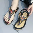 thumbnail image 7 of Penkiiy Women's Sandals Beaded Flat Summer Shoes T-Strap Thong Bohemian Casual Dressy Sandals for Women 38 Black, 7 of 7