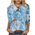 thumbnail image 2 of Jusqu'à 30 % de Réduction DYTTDG T-shirt Grande Taille pour Femmes Manches 3/4 Hauts Imprimés Col Rond Blouse Décontractée Ample Hauts pour Femmes, 2 of 5