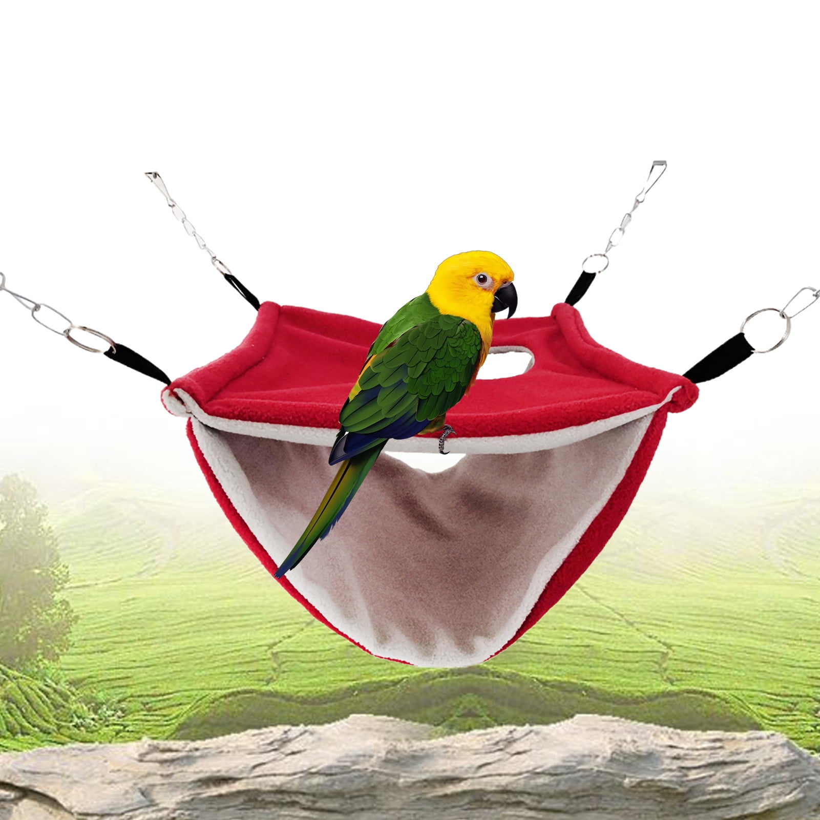 Bird Nest Double Layer Hanging Hammock Bed Toy for Parrot Parakeet
