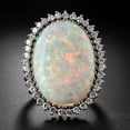 thumbnail image 2 of Vintage Female White Oval Opal Ring Classic Silver Color Thin Ring Dainty Crystal Rings, 2 of 3