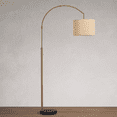 thumbnail image 2 of 72'' Tall Overarching Floor Lamp,6W Bright, 10% To 100% Dimmable,Rotary Switch For Easy Control,Bamboo Woven Shade,Sturdy Marble Base,Dimmable,Offset Arm Standing Lamp For Living Room,Reading Corner, 2 of 9
