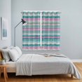 thumbnail image 5 of Curtains 63 Inch Length 2 Panels, Green Blue Pink Striped Grommets Window Treatment Curtain, Farmhouse Vintage Stripe Thermal Curtains Drapes for Living Room/Bathroom, 5 of 9