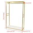 thumbnail image 5 of Autrinix Freestanding Clothing Display Rack, Gold Iron Frame with Wooden Storage Shelf, Stylish Boutique Display Rack, Adjustable Height, Perfect for Clothes, Dresses, and Fashion Shows, 5 of 11