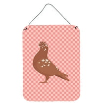 Caroline's Treasures BB7953DS1216 African Owl Pigeon Pink Check Wall or Door Hanging Prints, 12x16, multicolor