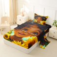 thumbnail image 2 of Castle Fairy Black Cute Girl Twin Sheets 3pcs,Sunflower Butterfly Print Bedding,Yellow Green,1 Fitted Sheet, 1 Flat Sheet and 1 Pillowcase, 2 of 6