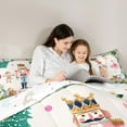 thumbnail image 4 of Feelyou Merry Christmas Child Twin Bedding Sets 7-Piece, Cartoon Fairy Tale Bedding Comforter Set, Green Plaid Buffalo Reversible Sheet Sets, Breathable Home Decor, 4 of 7