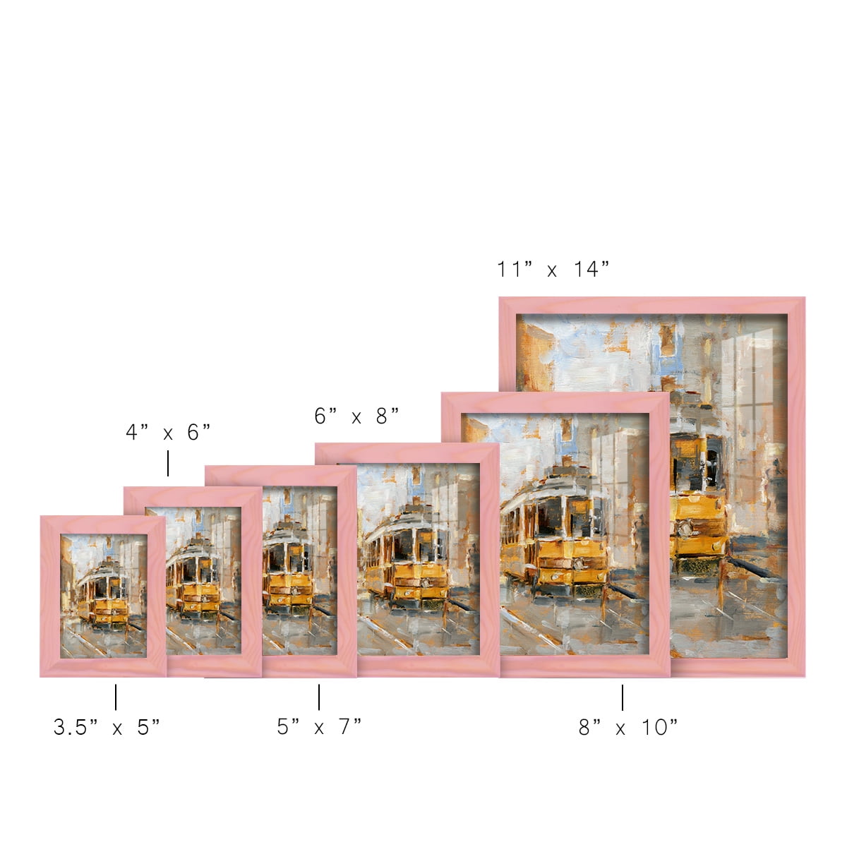 Day Trolley II - Framed Print w/glass - Sunset Pink