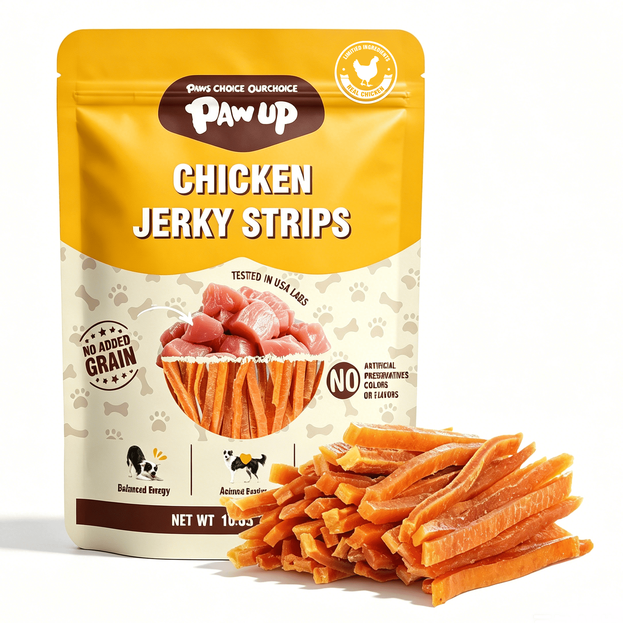 PAWUP Chicken Jerky Dog Treats, Natural Healthy Dog Treats for Small Medium Large Dogs, Jerky Treats for Dogs, 10.6oz