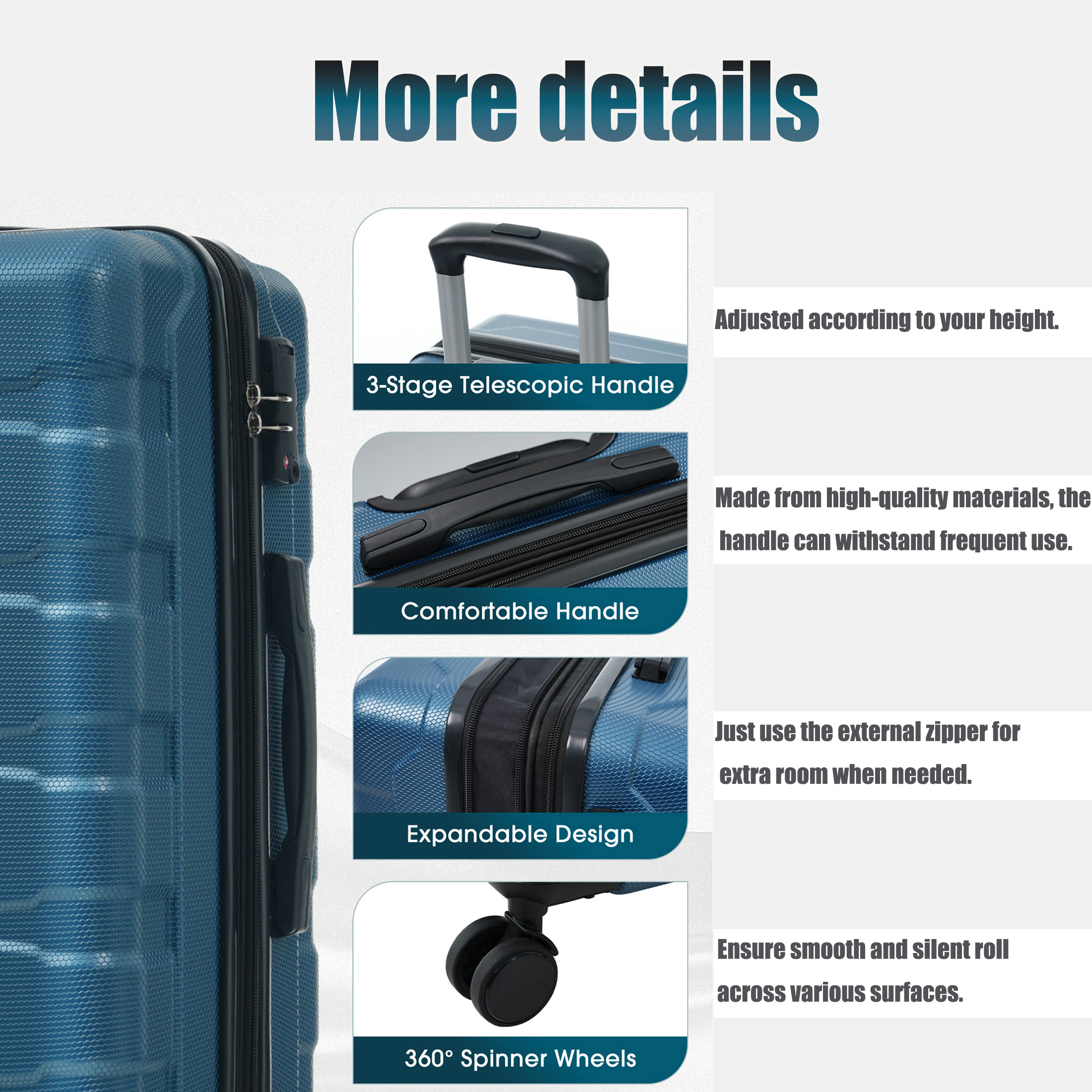Checked Luggage, Hard-Shell Suitcase with Spinner Wheels, Travel Bag, Expandable Foldable Luggage, 24 Lnch Large Suitcase with Lightweight PC Hard Shell, Aluminum Frame, TSA Lock