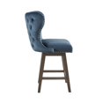 thumbnail image 4 of Madison Park Hancock 27" Solid Wood Polyester Swivel Counter Stool in Dark Blue, 4 of 9