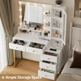 thumbnail image 6 of Vanity Desk with LED Lighted Mirror, Makeup Desk with 5 Storage Drawers & 6 Shelves, Vanity Table with Charging Station, Modern Dressing Table with 3 Color Lighting Options, White, 6 of 9