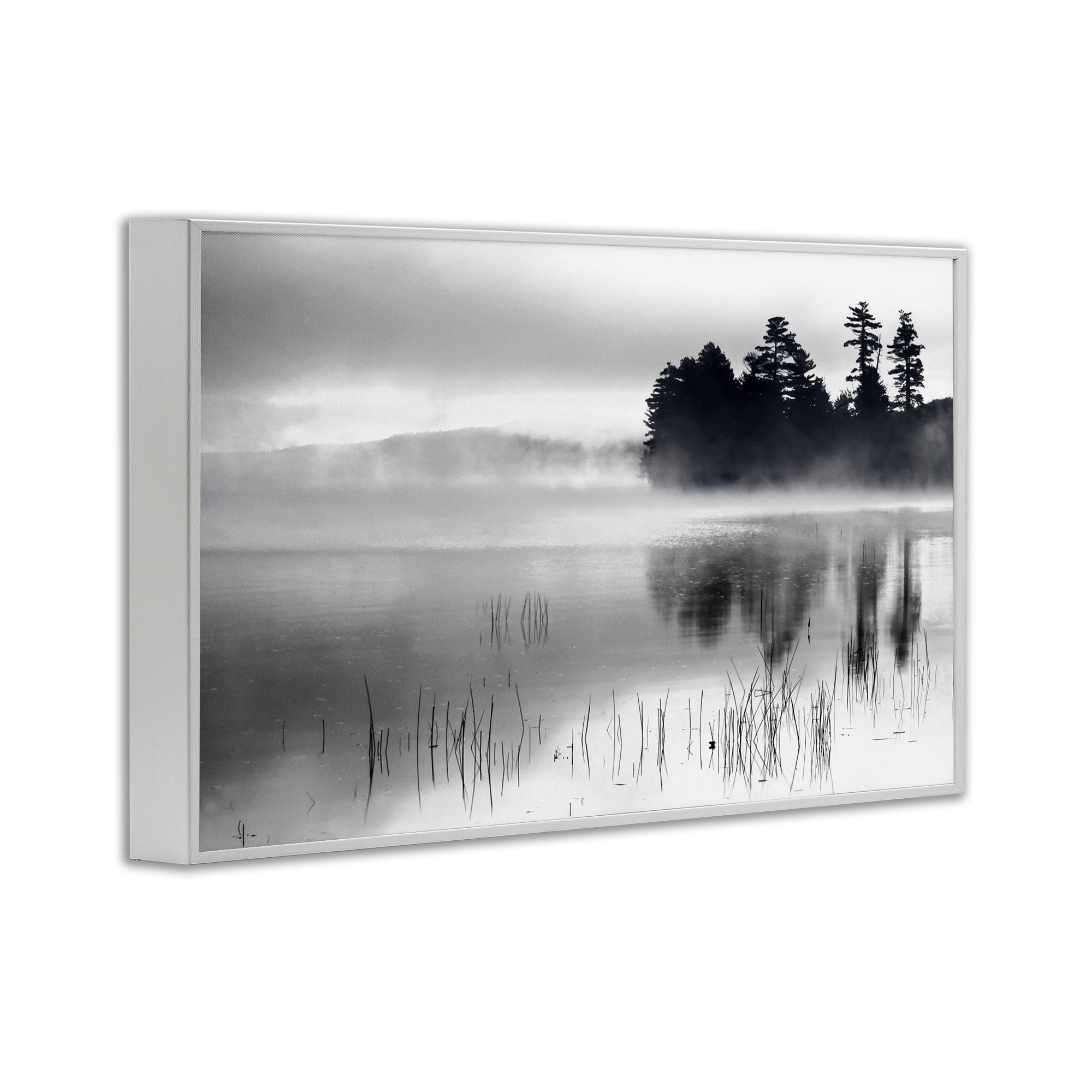 Stupell Industries Serene Lake Reflection Landscape Photography White Framed Art Print Wall Art, 30 x 20