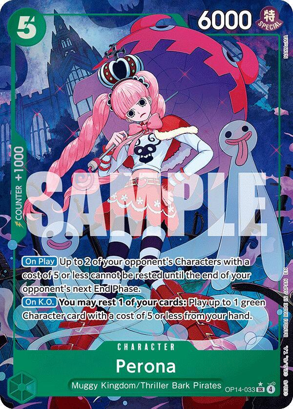 ONE PIECE Perona Alternate Art The Azure Seas Seven 0P14-033 Trading Card, Near Mint, 1 Count, 2.5 x 3.5 Inch