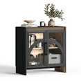 thumbnail image 5 of JOINICE Modern Black Accent Cabinet with Arched Glass Doors for Living Room, Entryway, and Kitchen, 3 Pieces, 5 of 7