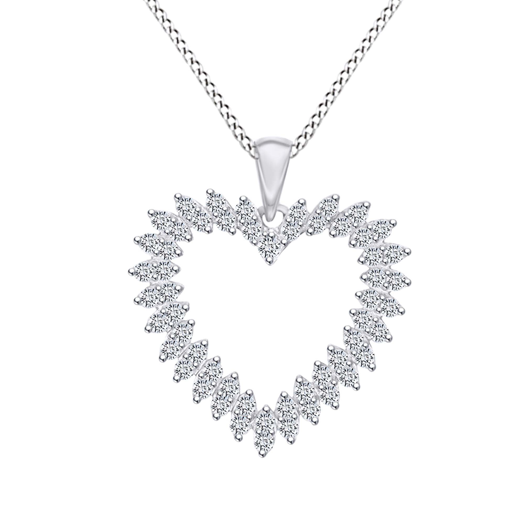 Jewel Zone US 1/2 CT Round White Natural Diamond Sunburst Heart