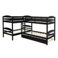 thumbnail image 3 of Harper & Bright Designs L-Shaped Twin Bunk Bed with Trundle, Pine Wood Twin Size Bunk Bed Frame, Can be Separated into Two Beds, No Box Springs Needed (Espresso), 3 of 8