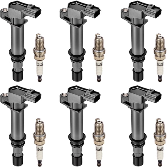 BDFHYK Ignition Coil Pack UF270 and Iridium Spark Plugs 4504 for Dodge Dakota Durango Nitro Ram 1500 Jeep Commander Grand Cherokee Liberty 3.7L V6, Sets of 6